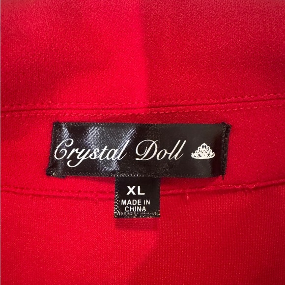 Women’s Crystal Doll Red Draped Dress - Picture 3 of 6